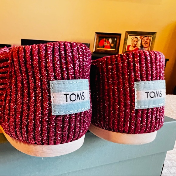 TOMS Womens Alpargata Dark Rose Glimmer Cord 7.5 EUC - Picture 3 of 9